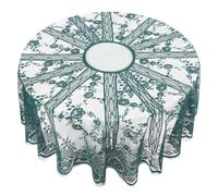 SAFIGLE Nappe Ronde en Dentelle Rétro Vert Foncé 150 Cm Nappe de Fête pour Tables Rondes Ajouré pour Mariage Banquet et Réception Élégante