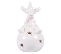 SAFIGLE Ornement Cerf en Céramique Blanc, Ambiance Noël pour Table | Décor Simple et Mode, Surface Lisse, Entretien Facile, pour LED Tealights et Bougies Votives
