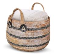 SAFIGLE Panier à Linge Tressé en Paille Panier de Rangement Pratique Petite Taille 29x21 Cm et Jouets Organisateur pour Buanderie et Chambre