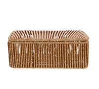 SAFIGLE Panier tissé pour toilettes avec couvercle - Panier de rangement en rotin tissé avec 2 sections pour papier toilette et commode