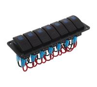 SAFIGLE Panneau de Commande pour Bateau 7 Gang Noir à LED, Usage Marin | Plastique Alliage, Contrôle Centralisé, Large Tension, pour Bateau et Projet de Modification, Accessoires Inclus