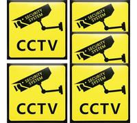 SAFIGLE Panneaux de Sécurité pour Cour 5 Pièces 10X10 CM Autocollants Vidéosurveillance Propriété Privée Défense D’Entrer Panneau Caméra Avertissement Extérieur