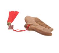 SAFIGLE Peigne de Coiffure Bois de Santal avec Motifs Sculptés Peigne de Massage Portable avec Décoration Frange Accessoire de Beauté Pratique pour Style Élégant