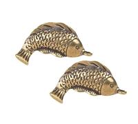 SAFIGLE Pendentif Porte-clés en Laiton Poisson Vintage 2 Pièces, Accessoire Artisanal Décoratif, Couleur Bronze, Compact et Léger, pour Paquet et Création Bijoux, Présent Chance Feng
