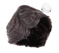 SAFIGLE Perruque Grise Courte pour Hommes Fibres Synthétiques Résistante Chaleur Coiffure à Partie Latérale Accessoire de Costume pour Halloween pour Fêtes et Usage