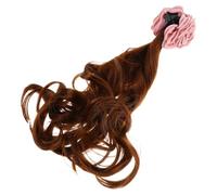 SAFIGLE Pince à Cheveux Avec Fleurs Factices Et Extension De Queue De Cheval Ondulée Perruque Brune Pour Look Quotidien Et Cosplay Féminin