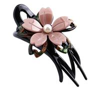 SAFIGLE Pince à Cheveux Chignon Fleur Double Couche Taille Moyenne Rose Clair, Clip Bec de Canard pour Femmes et Filles, Coiffure Bureau, Maintien Mèches Rebelles