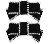 SAFIGLE Pinces à Chaussures Noires Velours à Nœud avec Cristaux Clips Décoratifs pour Talons et Chaussures Plates Accessoires de Mariage et Fête Lot