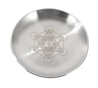 SAFIGLE Plateau Rituel Rond Acier Inoxydable Poli avec Pentagramme Plateau Bougie pour Cérémonie et Stockage Décoratif Polyvalent pour Oratoire