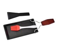 SAFIGLE Poêle à Barbecue Antiadhésive en Métal Noir avec Poignée en Bois Mini Poêle à Steak et Plaque de Cuisson Set 3 Pièces avec Spatule en Nylon pour Barbecue et Cuisson Maison