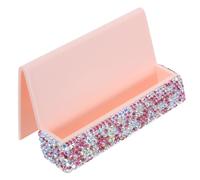 SAFIGLE Porte-Cartes de Visite à Strass Rose Support Vertical Élégant pour Bureau et Exposition Boîte de Rangement Stable pour Cartes de Visite Accessoire Professionnel Portable et