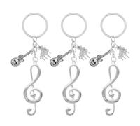 SAFIGLE Porte-clés 3 pièces en forme de note de musique : mini pendentifs guitare et piano pour les et les enseignants - Porte-clés en alliage de zinc pour sacs à dos et clés