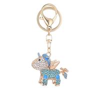 SAFIGLE Porte-clés Bijou Décoratif avec Cristaux Bleus Licorne Ailée en Alliage pour Paquet à Dos ou Paquet à Main, Usage Quotidien ou Spécial