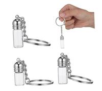 SAFIGLE Porte-clés Bouteille en Verre Argentée 3 Pièces Distributeur D'huile Essentielle Design Polyvalent et Décoratif pour Paquet à Dos ou Présent