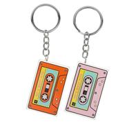 SAFIGLE Porte-clés Décoratif en Acrylique Ruban Adhésif 2 Pièces Rose Orange, Accessoire Suspendu Léger, Présent Fête pour Amateurs de Cassettes, Décoration Paquet, Usage Quotidien