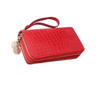 SAFIGLE Portefeuille Long Cuir PU Rouge avec Double Bourse Vintage pour Femmes pour Photos Cartes et Billets