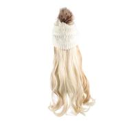 SAFIGLE Postiche Bonnet à Cheveux Longs Ondulés Avec Bonnet Amovible, Postiche Synthétique Confortable, Extensible Colle, Pour Cosplay Et Usage Hivernal