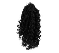 SAFIGLE Queue de Cheval Bou Longue 35 Cm Noire avec Cordon Élastique Réglable pour Femmes Extension Cheveux Afro Bouclés Postiche Cheveux Tresse Usage Coiffure Quotidienne