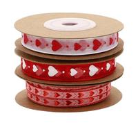SAFIGLE Rubans de Bouquet en Polyester Motif Cœur pour Mère, Décoration Mariage Classique et Présent Saint-valentin, 4 Rouleaux Délicats pour Emballage Floral