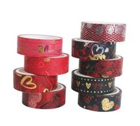SAFIGLE Rubans Washi Décoratifs Saint-Valentin 9 Pièces Ruban Adhésif Papier Bronzant pour Scrapbooking Bricolage Décoration Agenda et Journal Intime Présent Créatif