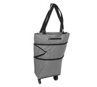 SAFIGLE Sac de Courses Pliable avec Roues Capacité Spacieuse Chariot de Marché Robuste et Multifonction pour Supermarché Voyage et Usage Quotidien Sac Trolley Gris Résistant