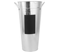 SAFIGLE Seau à Fleurs en Tôle de Fer Galvanisée 40 Cm avec Autocollant Tableau Noir Imperméable, Jardinière Hydroponique Décorative pour Plantes, Pot Décoratif Rustique pour Maison