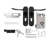 SAFIGLE Serrure de Porte Intérieure Noire Alliage Aluminium avec Poignée Silencieuse Moderne Verrou et Sécuritaire pour Chambre et Bureau Complet avec Clés