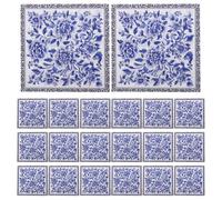 SAFIGLE Serviettes en papier à motifs floraux bleus chinoiserie, 60 pièces, jetables vintage pour dîner de mariage, élégantes pour enterrement de vie de jeune fille, thé, restaurant