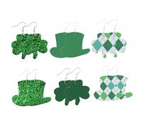 SAFIGLE Set Boucles Oreilles Cuir Vert Saint Patrick à Quatre Bijoux de Fête et Durables
