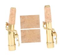 SAFIGLE Soprano Saxophone Neck Set Laiton avec Feuilles de Liège Courbé et Droit Accessoires pour Instruments de Musique Adulte et Léger de Rechange Sax Bend Neck