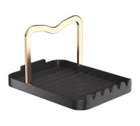 SAFIGLE Support pour Couvercles et Ustensiles Cuisine en Métal Noir Doré, Organiseur de Plan de Travail, Porte-Cuillères et Spatules, Rangement Pratique pour Louche et Couvercle,