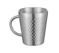 SAFIGLE Tasse à café en acier inoxydable : tasse double couche de 300 ml, thermique martelée avec poignée, incassable et réutilisable pour thé, café glacé