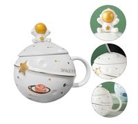SAFIGLE Tasse Céramique Astronaute avec Cuillère Mug Cartoon Pratique pour Café et Thé Design Confortable pour Bureau et Maison Cadeau Original pour Collègues