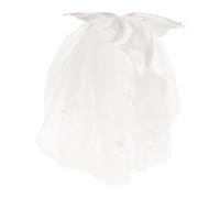 SAFIGLE Voile de Mariée Court Tulle avec Nœud Accessoire Élégant pour Mariée Décoration de Cheveux pour Célébrations Nuptiales Fêtes Couleur Beige