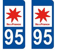 SAFIRMES 2 Autocollants 95 Val d'oise ile de France Plaque immatriculation département Auto 95 : Angles arrondis