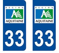 SAFIRMES 2 Autocollants de Plaque d'immatriculation Auto 33 Aquitaine - Logotype