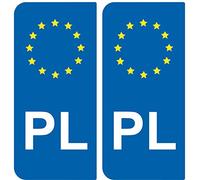 SAFIRMES 2 Autocollants de Plaque d'immatriculation Auto PL Pologne - Identifiant Européen