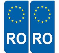 SAFIRMES 2 Autocollants de Plaque d'immatriculation Auto RO Roumanie - Identifiant Européen