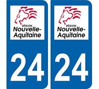 SAFIRMES 2 Autocollants Plaque immatriculation Auto 24 Nouvelle Aquitaine - Logotype