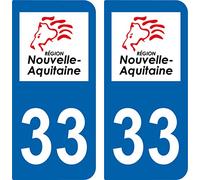 SAFIRMES 2 Autocollants Plaque immatriculation Auto 33 Nouvelle Aquitaine - Logotype