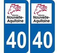 SAFIRMES 2 Autocollants Plaque immatriculation Auto 40 Nouvelle Aquitaine - Logotype