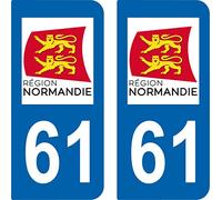 SAFIRMES 2 Stickers Autocollant Style Plaque Auto Immatriculation département 61 Normandie