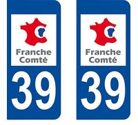 SAFIRMES 2 Stickers Autocollant Style Plaque Immatriculation département 39