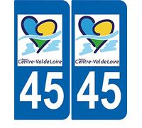 SAFIRMES 2 Stickers Autocollant Style Plaque Immatriculation département 45 V VAL DE Loire