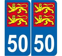 SAFIRMES 2 Stickers Autocollant Style Plaque Immatriculation département 50 Lions