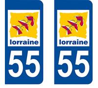 SAFIRMES 2 Stickers Autocollant Style Plaque Immatriculation département 55