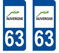 SAFIRMES 2 Stickers Autocollant Style Plaque Immatriculation département 63