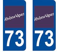 SAFIRMES 2 Stickers Autocollant Style Plaque Immatriculation département 73