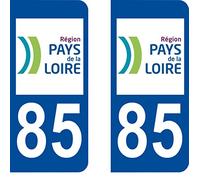 SAFIRMES 2 Stickers Autocollant Style Plaque Immatriculation département 85