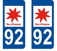 SAFIRMES 2 Stickers Autocollant Style Plaque Immatriculation département 92